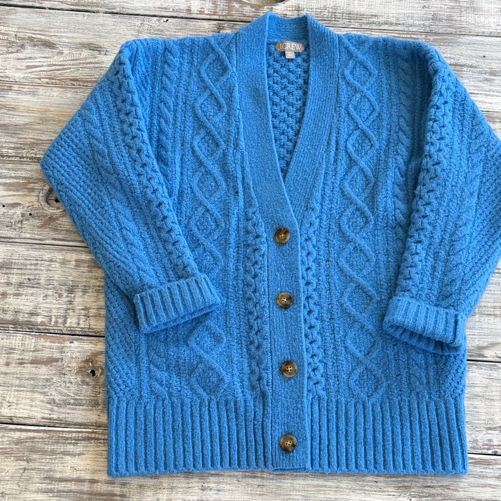 As new, J Crew gorgeous cable knit heavyweight cardigan, size M